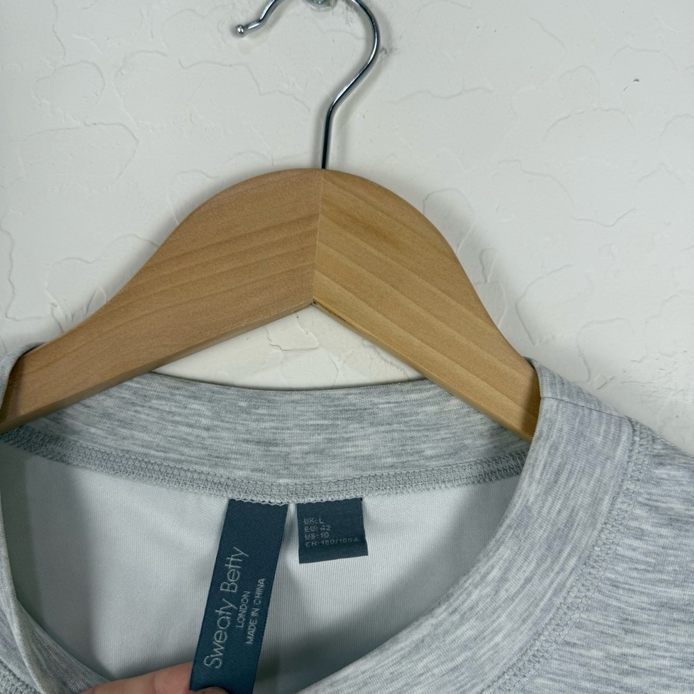 Sweaty Betty Sand Wash Gray Space Dye Crew Neck Side Tie Sweatshirt - Picture 6 of 9